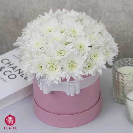 Bidar Economic White Chrysanthemum Flower Box for Birthday