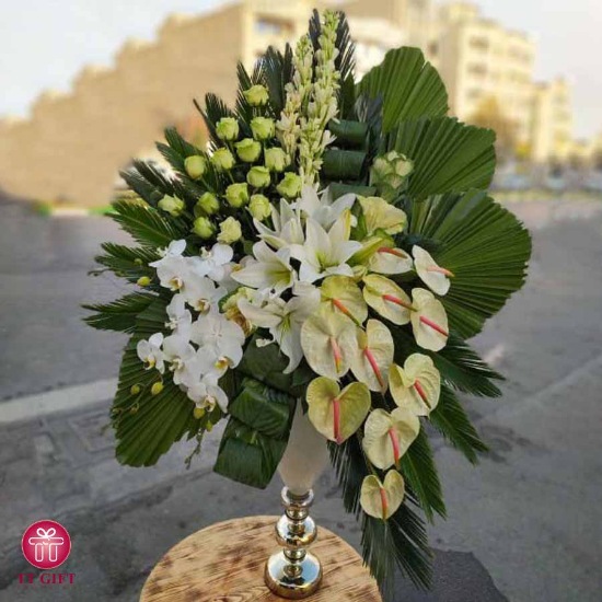 Sevin Luxury Anthurium and Orchid Flower Cup for Funeral