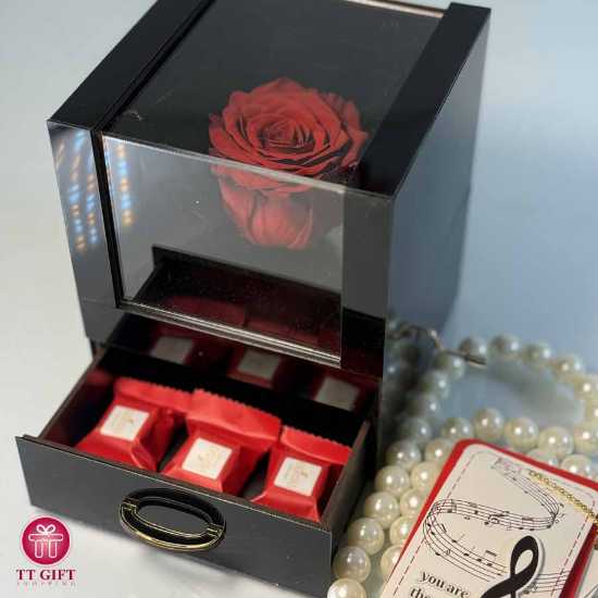 Musical Red Eternal Rose with Drawer