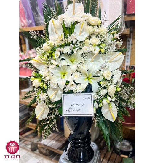Meryan White Anthurium Rose and Lily Flower Cup for Funeral