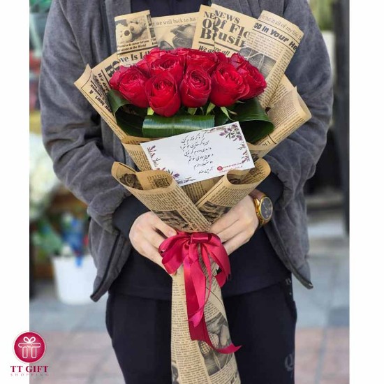 Elina Red Rose Flower Bouquet