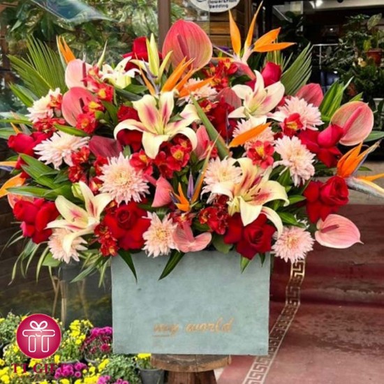 Tahoura Rose and Anthurium Flower Box