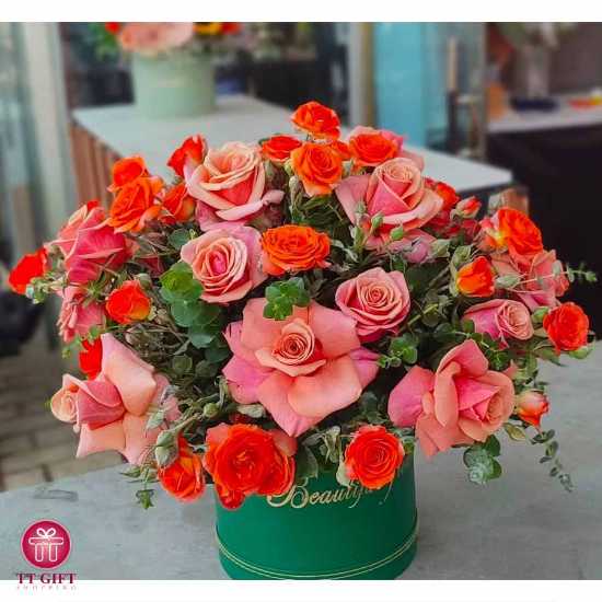 Shila Orange Rose Flower Box for Birthday