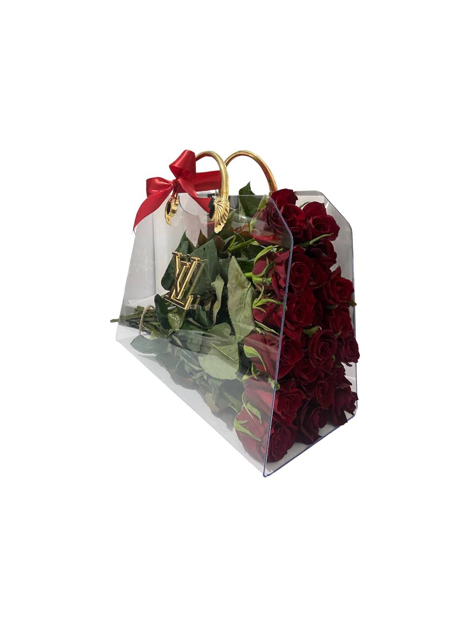 پارتی بگ رز قرمز کیف گل شیشه ای