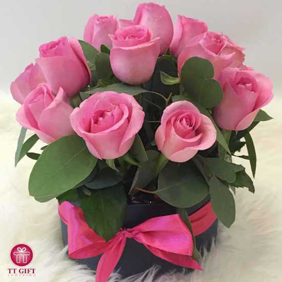 Delbar Pink Rose Flower Box