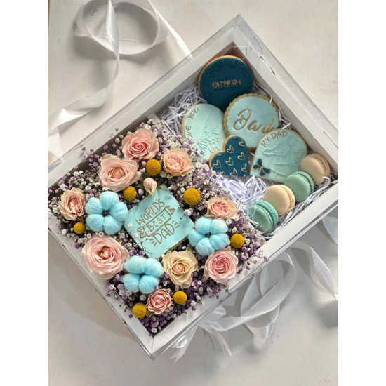Father's Day gift box (flower+cookie+macaron)