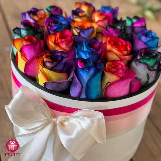 Shamim Seven Color Rose Flower Box for Birthday
