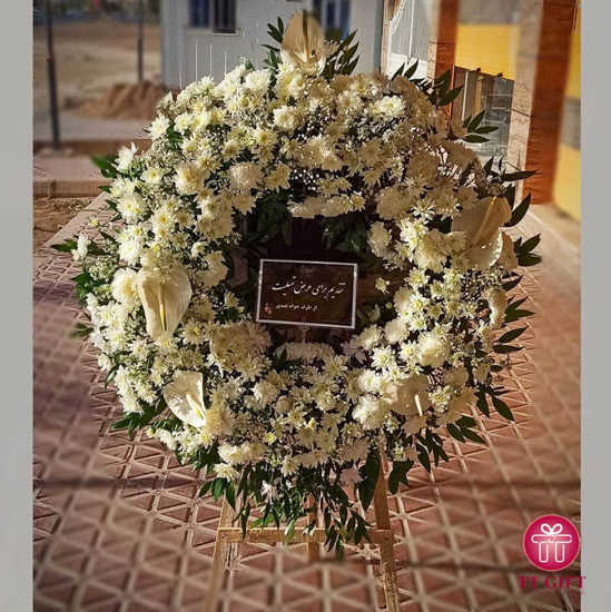 White Chrysanthemum and Anthurium Ring Wreath Flower for Funeral