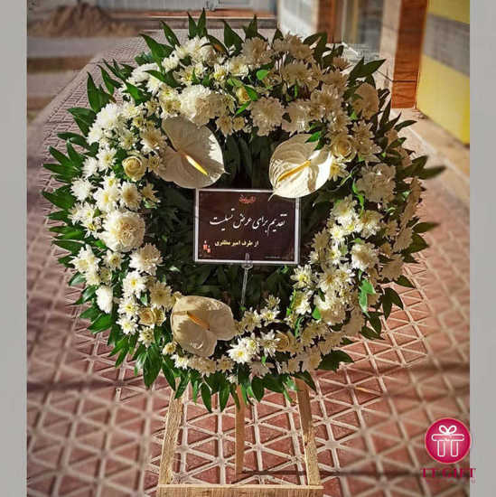 White Rose and Chrysanthemum Ring Wreath Flower for Condolences