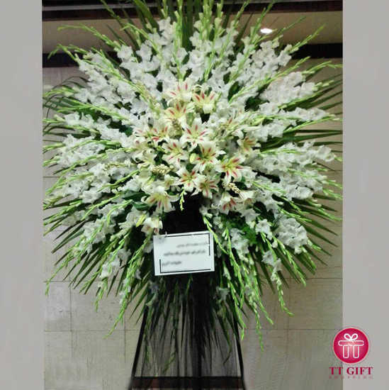 Samin White Gladiolus and Oriental Wreath Flower for Funeral