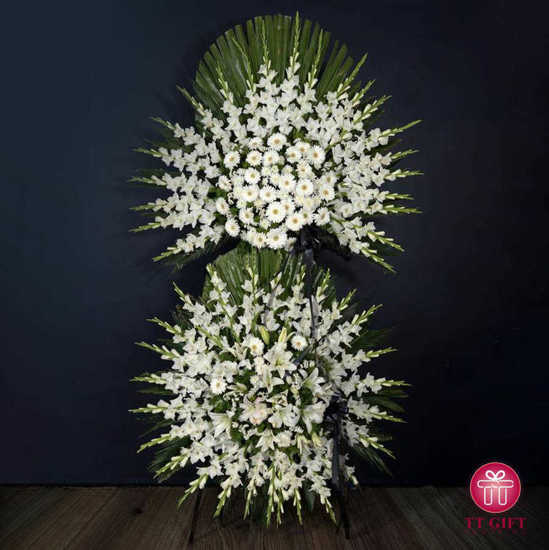 Latifeh White Gladiolus Funeral Wreath Flower