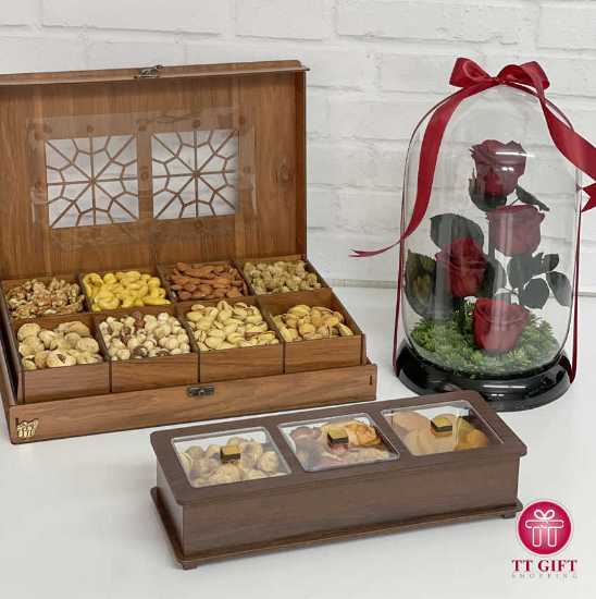 Package Of Nuts, Dried Fruit And Eternal Roses