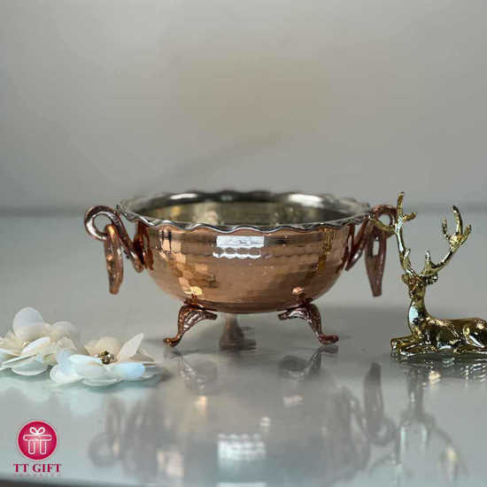 Copper tripod sugar bowl