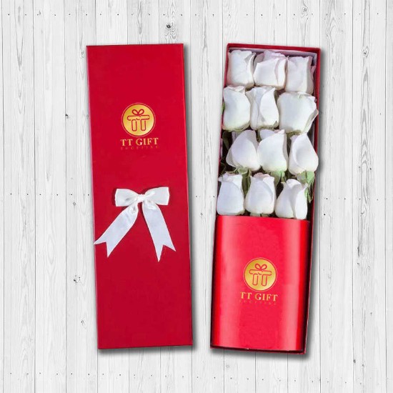 Economic White Rose Flower Box