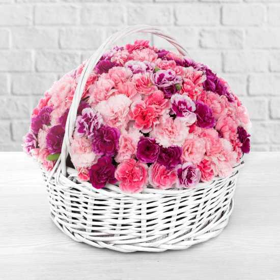 Hournaz Pink Carnation Flower Basket