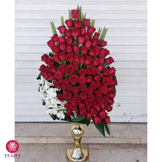 Niayesh Luxury Red Rose and White Orchid