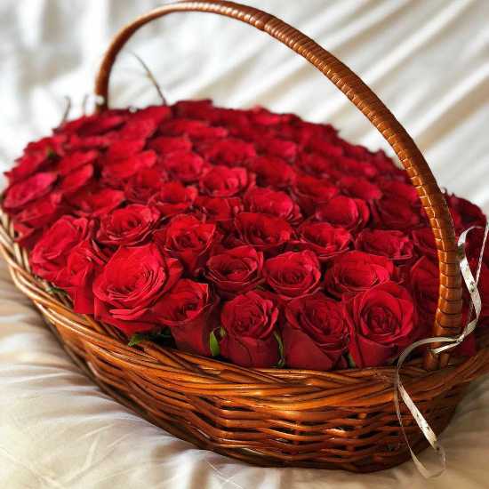 Mitra Red Rose Flower Basket for Thank You