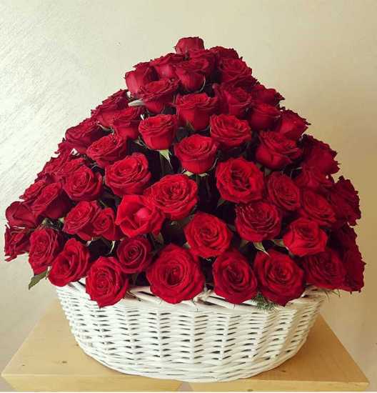 Parmis Red Rose Flower Basket for Thank You