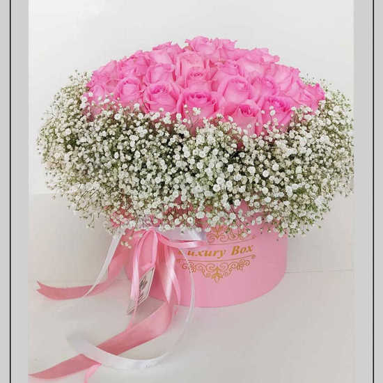 Nasim Pink Rose and Gypsophila Flower Box