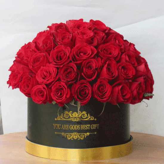 Termeh Red Rose Flower Box for Birthday