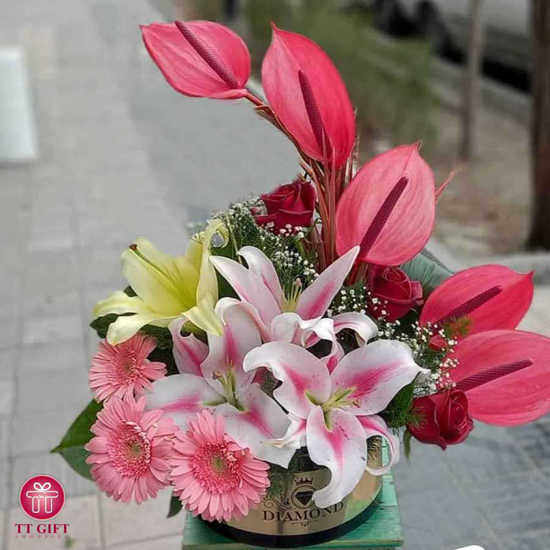 Helen Pink Anthurium and Oriental Flower Box