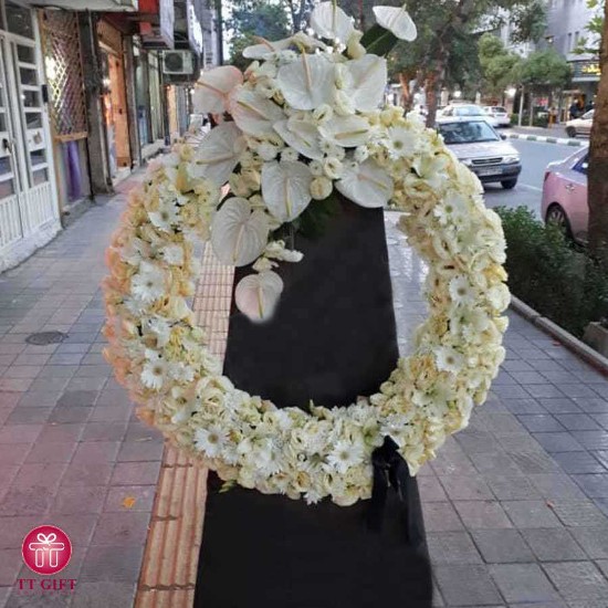 Shayesteh White Rose Lisianthus and Anthurium Funeral Wreath Flower