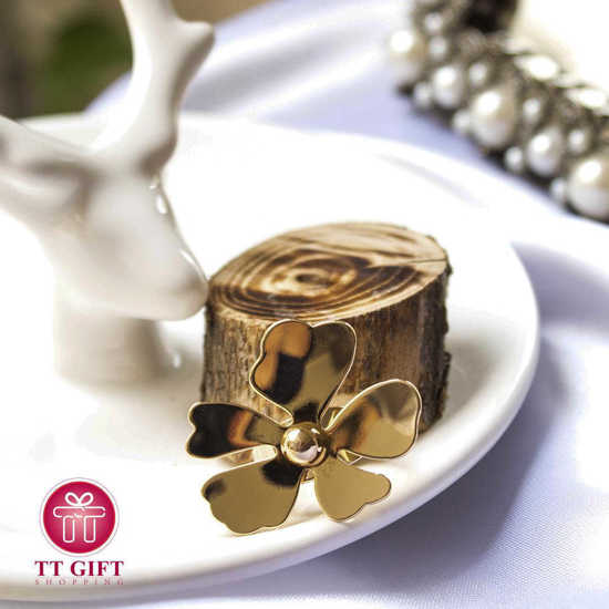 Flower design steel ring