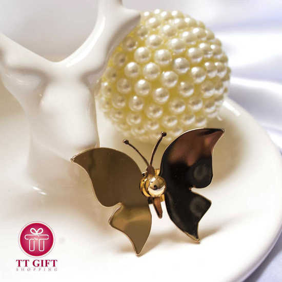 Golden butterfly steel ring
