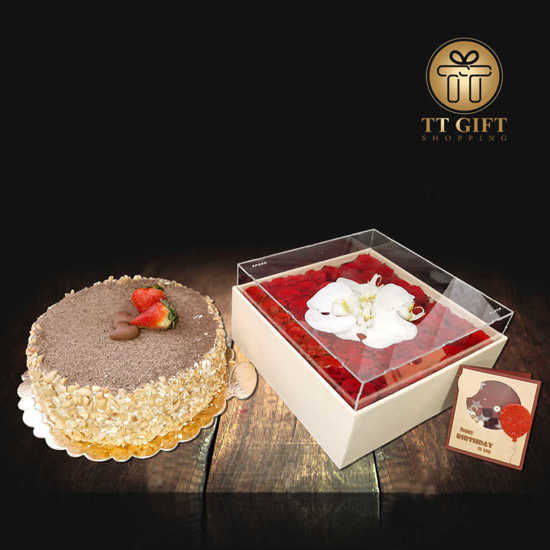 Paris cake and flower box package