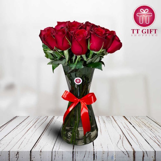 Economic Parisa Red Rose Flower Vase for Opening