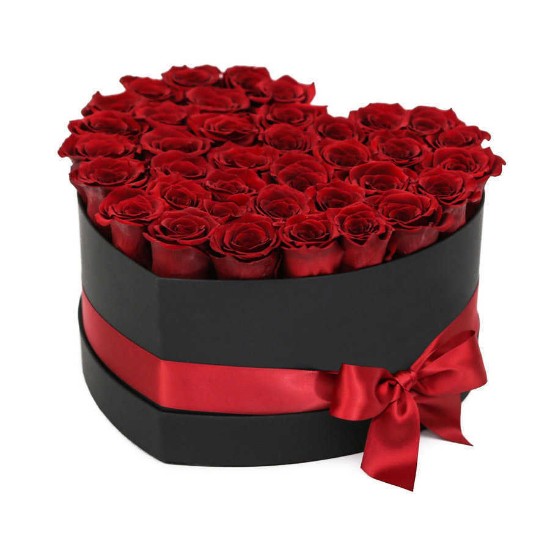 Kambakhsh Heart-shaped Red Rose Flower Box