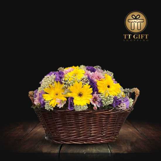 Delara Mixed Yellow and Purple Flower Basket for Thank You