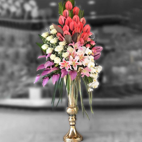 Arghavan Luxury Anthurium and Orchid Flower Vase for Opening
