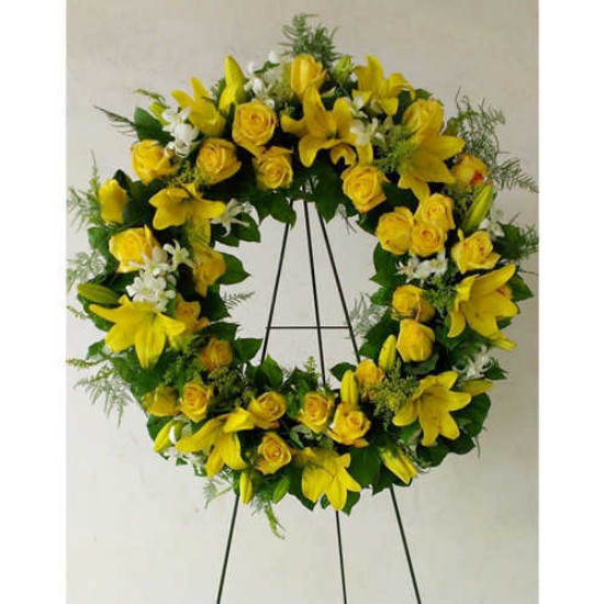 Shideh Yellow Oriental and Rose Wreath Flower for Opening