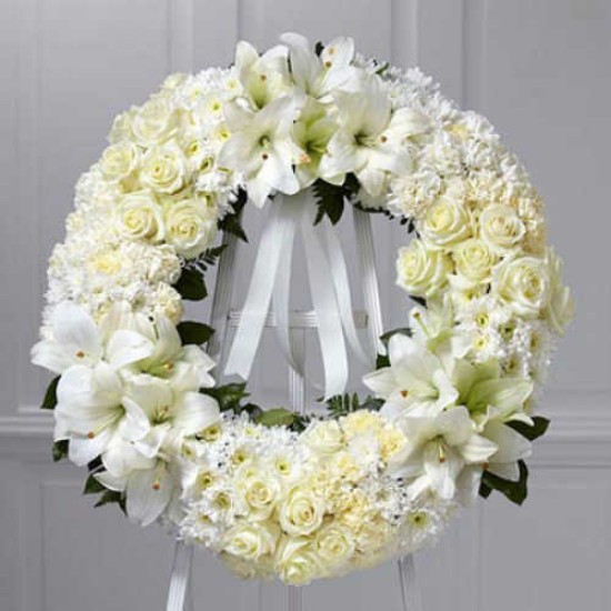 Zima White Rose and Oriental Wreath Flower for Funeral