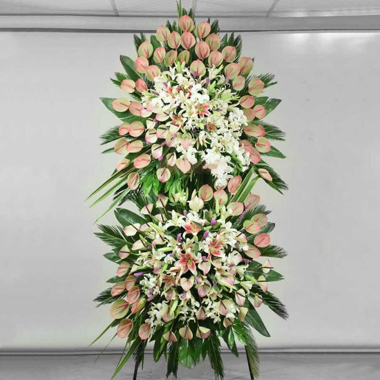 Luxury Two-tiered Anthurium and Oriental Flower Wreath for Opening