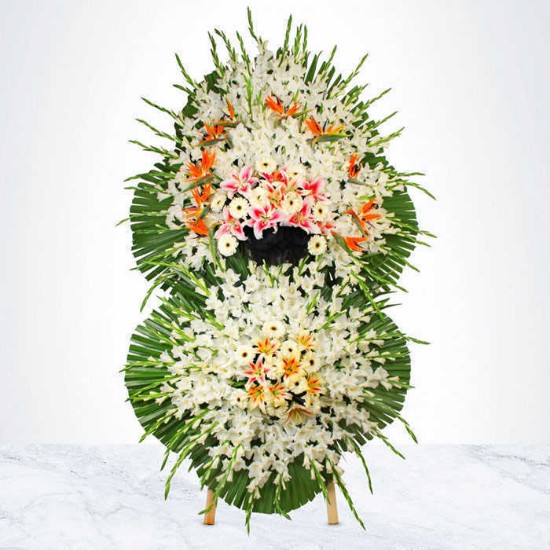 Asman Two-tiered Gladiolus Wreath Flower for Funeral and Memorial