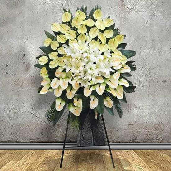 Setareh Luxury White Anthurium and Oriental Funeral Wreath Flower