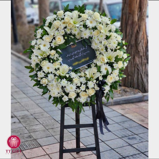 Afagh Chrysanthemum and White Rose Ring Wreath Flower