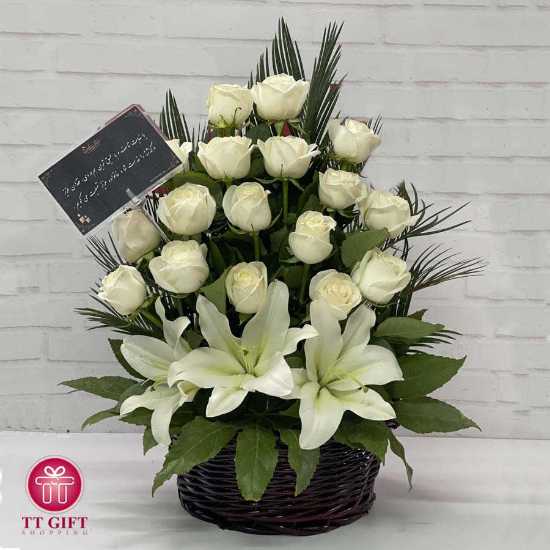 Ramesh White Rose and Oriental Wreath Flower for Funeral
