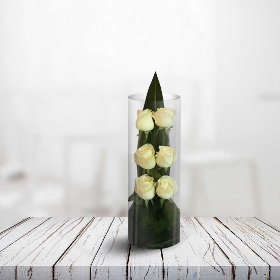 Economic 6-Branch White Rose Flower Vase
