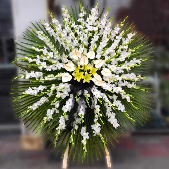 Chakameh White Gladiolus Wreath Flower for Funeral