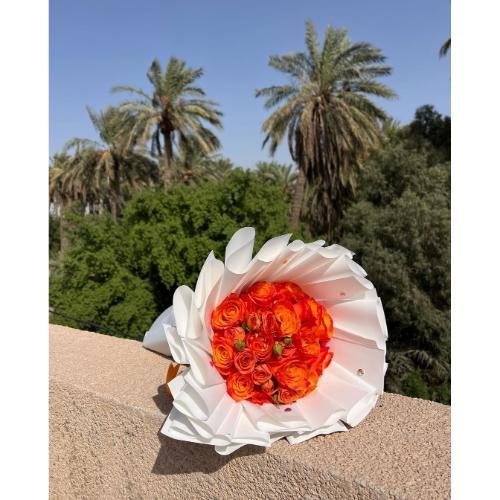 دسته گل رز نارنجی شیک 5830