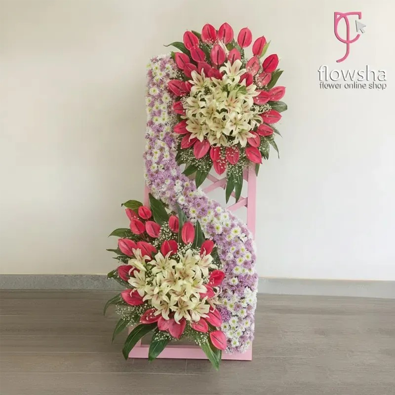 تاج گل تبریک دو طبقه فانتزی مهگل
