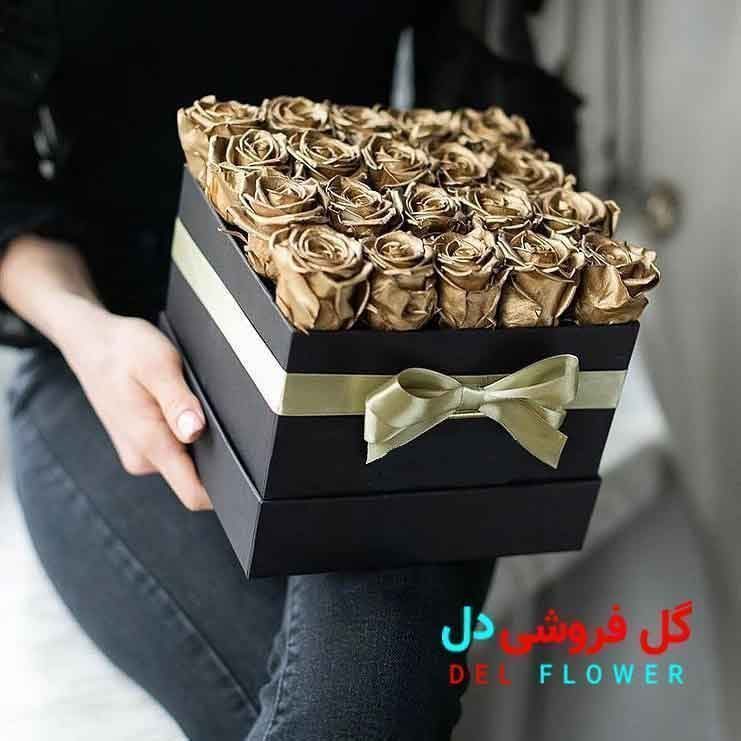 جعبه گل رز طلایی 410