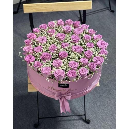 باکس گل رز یاسی و ژیپسوفیلیا 6123