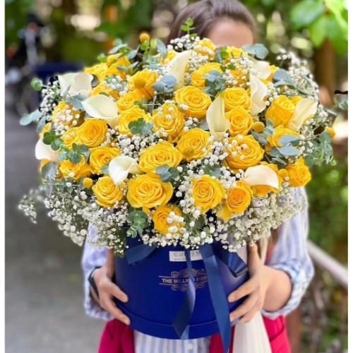 باکس گل رز زرد و ژیپسوفیلیا 6117