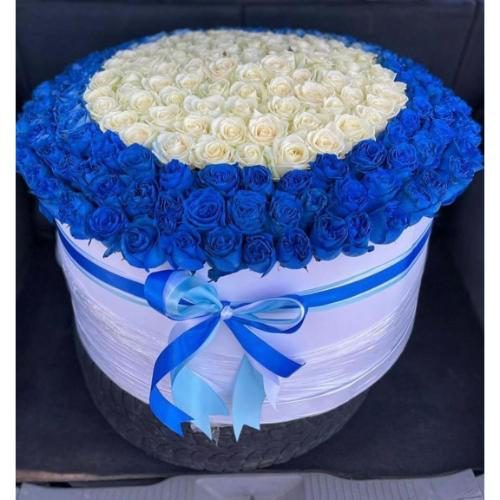 باکس گل رز آبی و سفید 6035