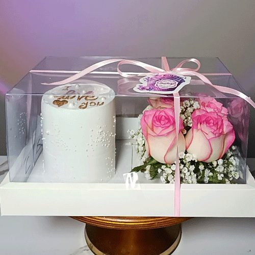 باکس گل و کیک رز