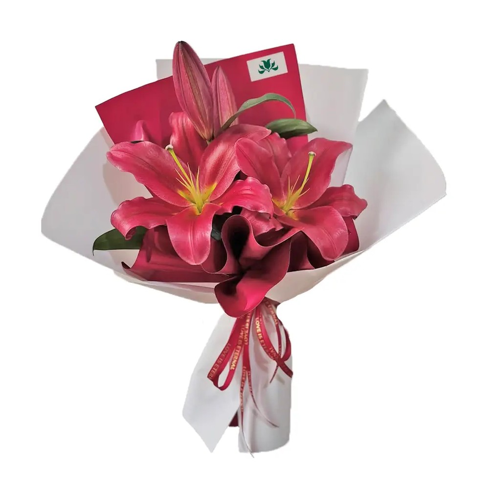 دسته‌گل لیلیوم قرمز Ruby Lily Charm No.1 | پلتفرم سبز